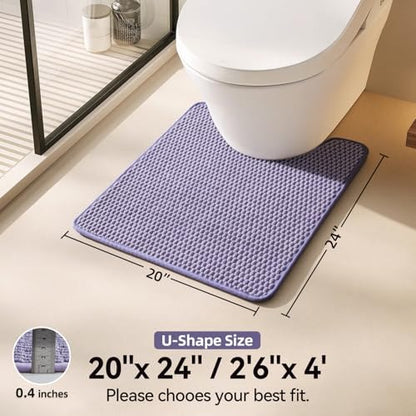 Triohero Toilet Rug, Thin Toilet Rugs U Shaped Washable Non Slip Absorbent Quick Dry Low Pile Toilet Mat, Lavender 20"x24" U Shape