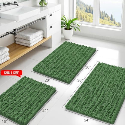 Smiry Bathroom Rugs 24X16, Extra Soft Rubber Backing Chenille Bath Mats
