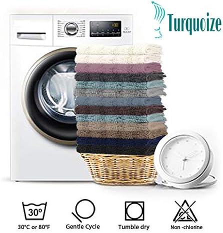 Turquoize Bathroom Rug 24"x36", Soft Absorbent Chenille Bath Rug, Aqua Haze