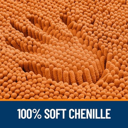 OLANLY Chenille Bathroom Rugs Mats Sets 2 Piece, 47"x20"+24"x20", Clay