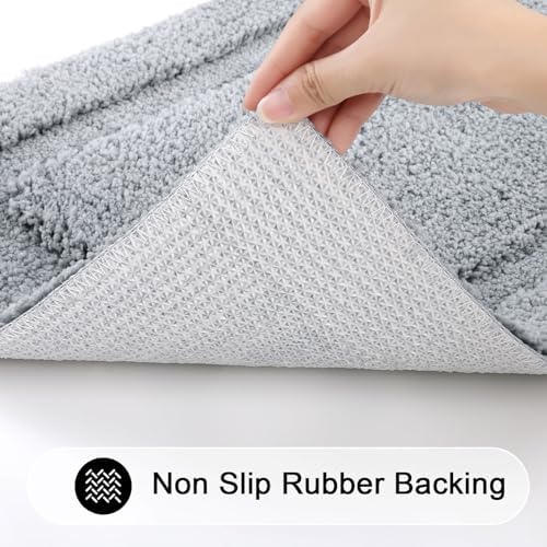 SHACOS Soft Microfiber Bathroom Rugs Set of 2 Pieces, Light Grey