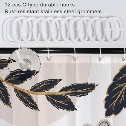 Black and Gold Boho Shower Curtain for Bathroom 72x78 Inch