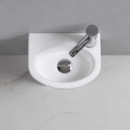 Wall Hung Basin Sink Small Cloakroom Basin Rectangle Ceramic Wash Basin Right Hand (Oval Sink Set (with Tap&Drain))