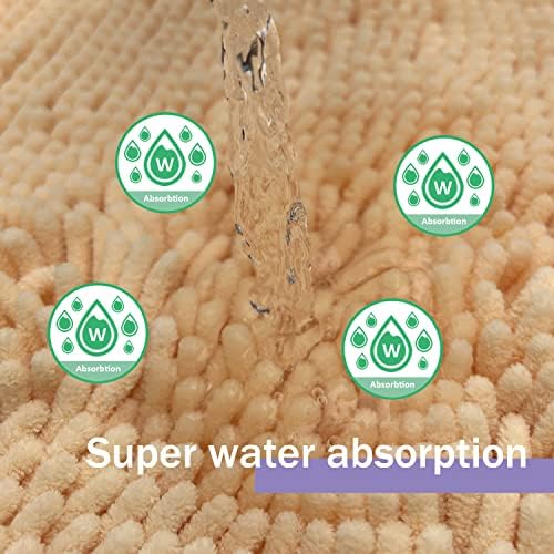 Bathroom Rugs Set 2 Piece Bath Mats Non Slip for Bathrooms, Thick Soft Chenille Rug Set, Ultra Absorbent Bath Carpet, Shaggy Floor Mat, Cream, 20"x32" & 16"x24"