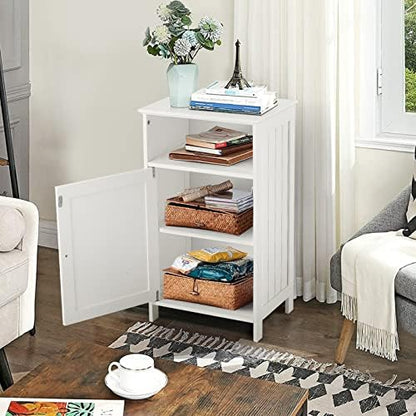 Small Floor Storage Cabinet/Organizer with Drawer and Door, For Bathroom & Toilet, White