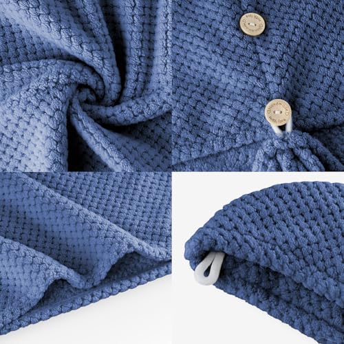 MaopaoBeauty 2 Pack Microfiber Hair Towel Wrap for Women Super Absorbent Quick Dry Hair Turban for Drying Curly, Long Thick Hair, Blue