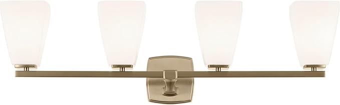 Kichler Marant 33.25" 4-Light Vanity Light with Opal Glass in Champagne Bronze, for Bathroom, Powder Room, Over a Mirror, (33.25" W x 9.5" H), 55217CPZ