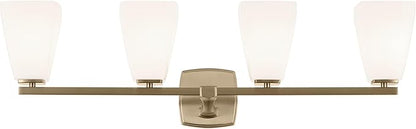 Kichler Marant 33.25" 4-Light Vanity Light with Opal Glass in Champagne Bronze, for Bathroom, Powder Room, Over a Mirror, (33.25" W x 9.5" H), 55217CPZ