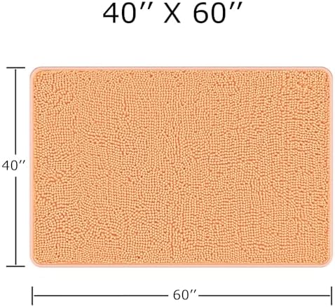 Yeaban Chenille Peach Bathroom Rug 40"x60",Non-Slip Rubber Backing