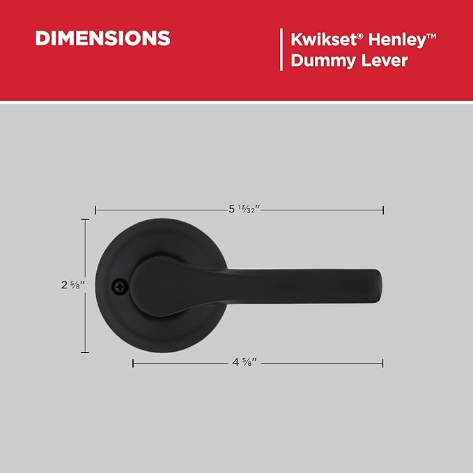 Kwikset Henley Dummy Door Handle, Single Sided Lever for Closets, French Double Doors, and Pantry, Matte Black Non-Turning Reversible Interior Push/Pull Lever, with Microban Protection (Pack of 8)