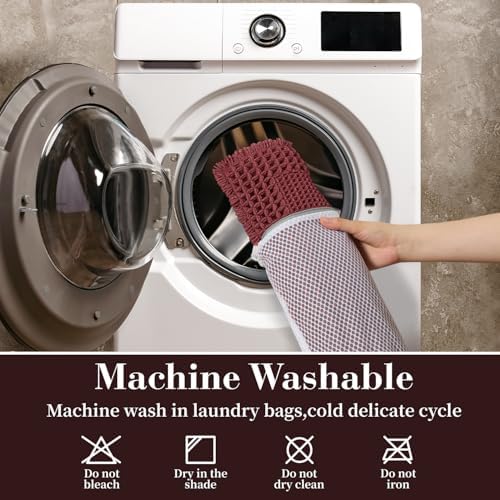 RESARE Waffle Bath Mat for Bathroom Non Slip Bathroom Rugs 18"x30" Dark Red