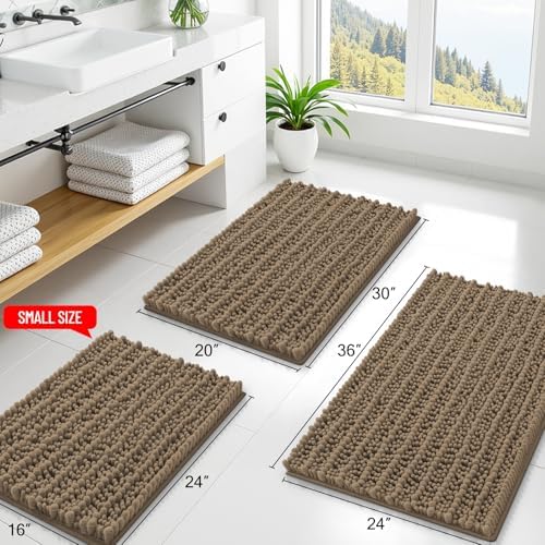 Smiry Bathroom Rugs 30X18, Extra Soft Rubber Backing Chenille Bath Mats