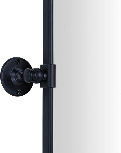 Farmhouse Pivot Rectangle Bathroom Mirror Matt Black Metal Framed Tilting Beveled Vanity Mirrors for Wall, Overall 27.91x 30 inches (Mirrror 24 x 30 inches)