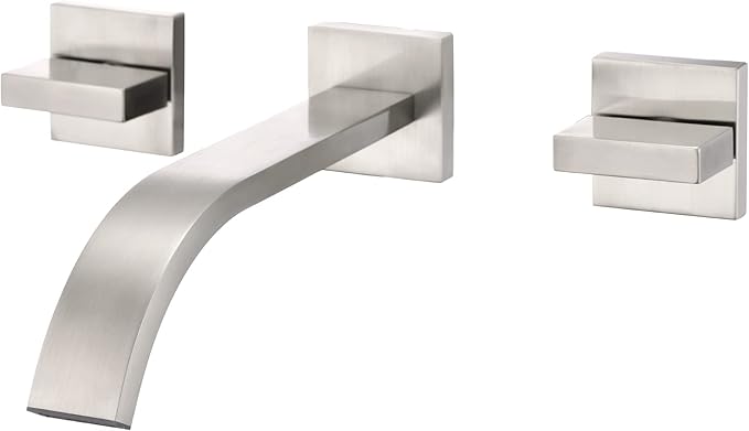 sumerain Brushed Nickel Bathroom Faucet Wall Mount Lavatory Faucet with Rough in Valve