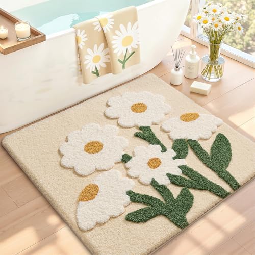 LUMI Square Bathroom Rug 32x32, Soft Absorbent Bath Mat, Non Slip