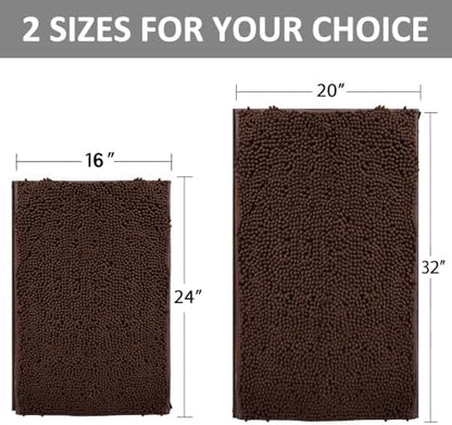 RUN HELIX Bathroom Rugs Set Non Slip 2 Piece Bath Rugs Extra Soft Chenille Bathroom Mats Bath Mat Set,Absorbent Shaggy Rugs Perfect Plush Mats Small Rug