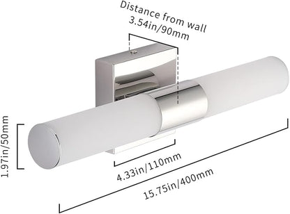 Bathroom Vanity Light Fixture, 16" Inches 8W 6000K Chrome LED Mirror Lights for Bathroom Wall Sconces Bar Lighting
