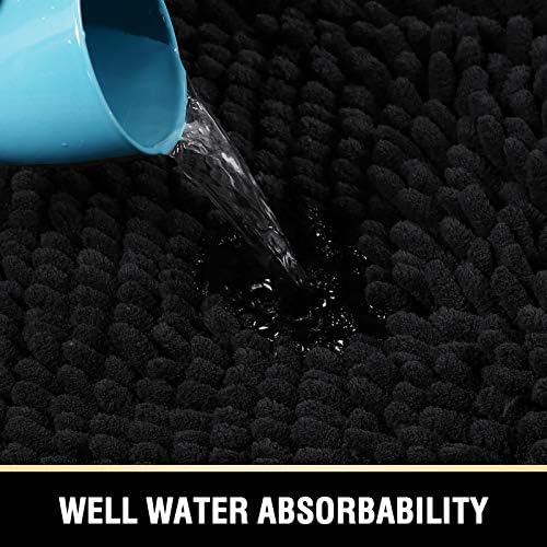 H.VERSAILTEX Bath Mat, 20" x 32" Plus 17" x 24", Black