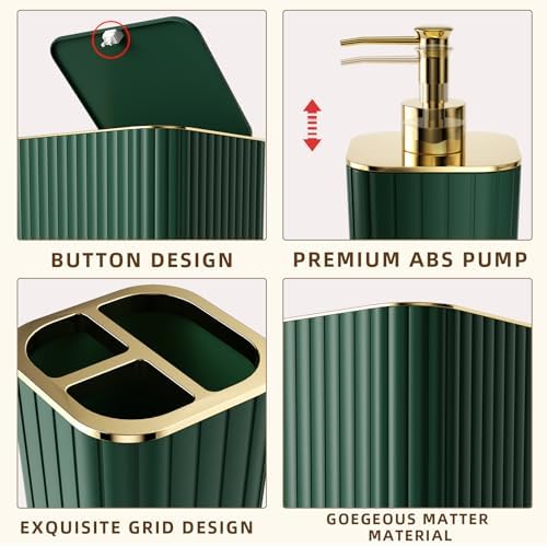 XLHOMO Bathroom Accessories Set - Gorgeous Green Bathroom Set, 10PC Green Bathroom Accessory Set, Bathroom Sets with Toilet Brush, Bathroom Trash Can