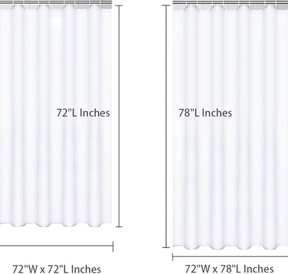 Grey (72x78 Inches) Fabric Shower Curtain Liners Hotel Quality Machine Washable Bath Bathroom w/12pcs Hooks