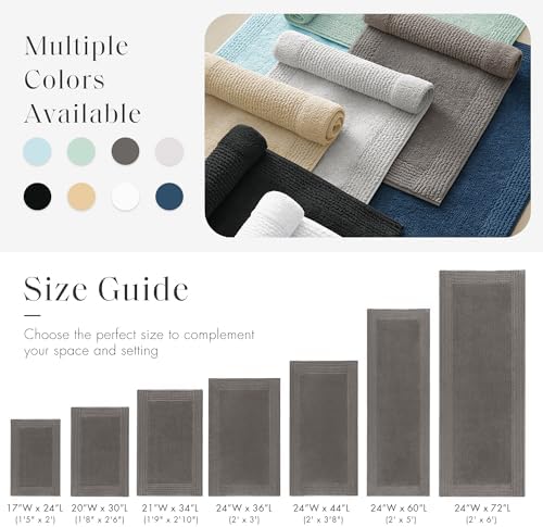 Madison Park Splendor Reversible 100% Cotton Bath Runner 24 x 72, Charcoal
