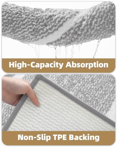 Color&Geometry Simple and Stylish Large Bath Mats for Bathroom Non Slip, 24"x36" Gray Bathroom Rugs, Absorbent, Soft, Washable, Microfiber Bath Rug Shower Mat