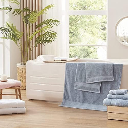 COZYART Luxury Bath Towel Set 3 PCS, Light Blue 100% Turkish Cotton 650 GSM