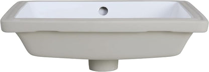 ADA Sanitary Ware Undermount Bathroom Sink - 18 7/8" White Rectangle Flat-bottomed Vessel Sink Porcelain Ceramic Lavatory Vanity Drop In Washroom Basin Sink