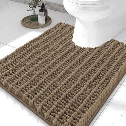 Smiry Bathroom Toilet Rugs U Shaped 24X20, Chenille Bath mats for Toilet