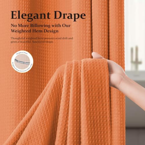 Dynamene Stall Waffle Shower Curtain 256GSM Heavy Fabric 60x72 Burnt Orange