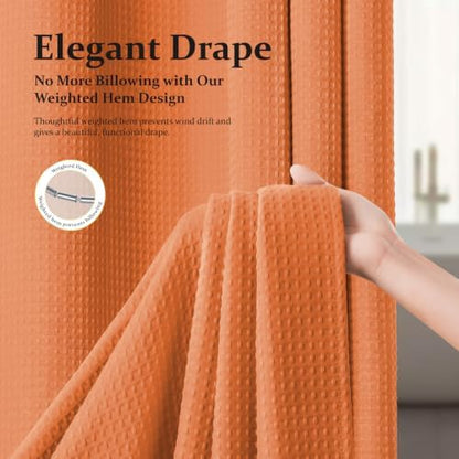 Dynamene Stall Waffle Shower Curtain 256GSM Heavy Fabric 60x72 Burnt Orange