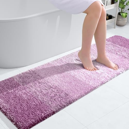 OLANLY Bathroom Runner Rug 59x17, Extra Soft Absorbent Microfiber Bath Rugs