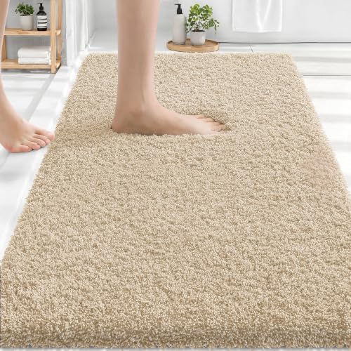 OLANLY Microfiber Bathroom Rugs 30x20, Soft Highly Absorbent Bath Mat, Sand