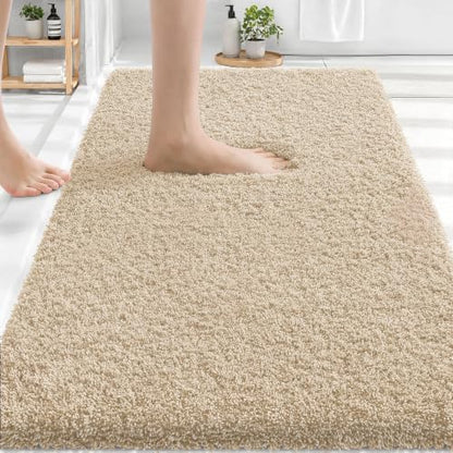 OLANLY Microfiber Bathroom Rugs 30x20, Soft Highly Absorbent Bath Mat, Sand