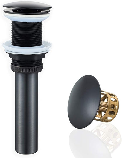 Bathroom Sink Drain Without Overflow Vessel Sink Lavatory Vanity Pop Up Drain Stopper Matte Black