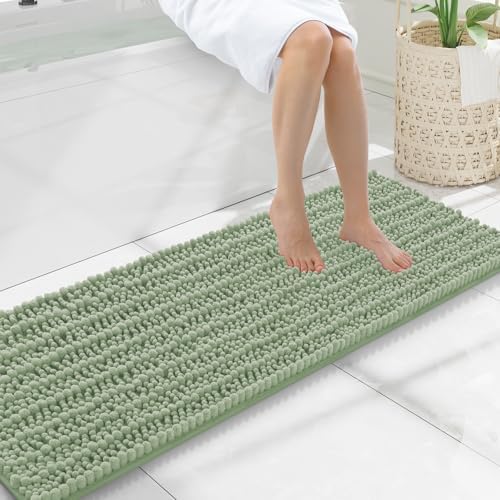 Smiry Bathroom Rugs 47X17, Extra Soft Rubber Backing Chenille Bath Mats