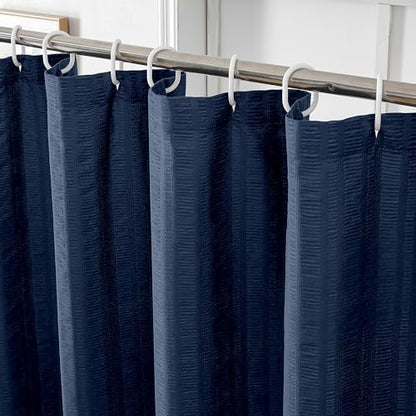 Aiyufeng Moga Navy Blue Fabric Shower Curtain 78 Inch Long for Bathroom