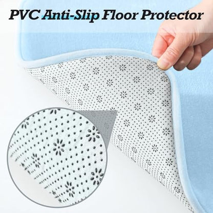 HUXMEYSON Bathroom Rugs Sets 3 Piece, Non-Slip & Quick Dry Bath Mat Set, Ultra Soft Velvet Bath Rugs for Bathroom, Toilet and Shower Floor, Light Blue