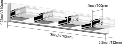 Ralbay Modern Chrome Vanity Light for Bathroom 4-Light 30inch Acrylic Modern LED Bathroom Wall Lighting Fixtures Over Mirror