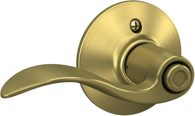 Schlage F40 ACC 608 Accent Door Lever, Bed & Bath Privacy Lock, Satin Brass