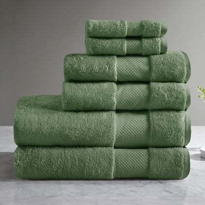 Madison Park 100% Turkish Cotton 600 GSM Bath Towel Set, 6 Piece, Green