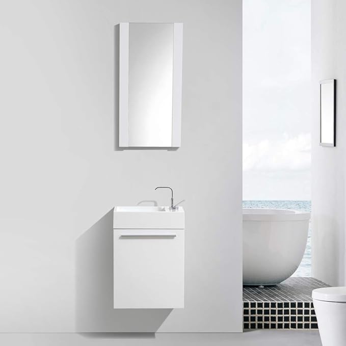 Blossom 18 Inch White Small Bathroom Vanity with Sink, Narrow Bathroom Vanity
