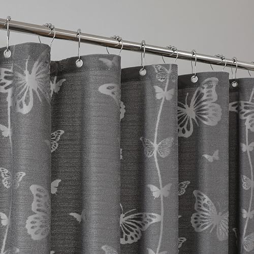 Onalasyc Butterfly Shower Curtain,Grey Lace Sheer Shower Curtain,72x72 in