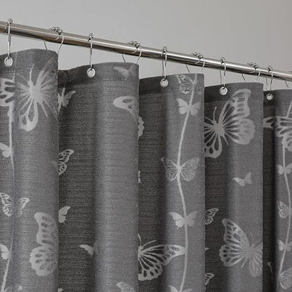 Onalasyc Butterfly Shower Curtain,Grey Lace Sheer Shower Curtain,72x72 in
