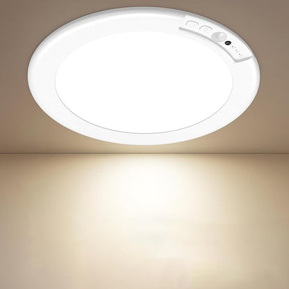 Rechargeable Motion Sensor Ceiling Light, 12000mAh Battery Closet Light | 10" Wireless Battery Powered LED Shower Light, Magnetic Cordless Ceiling Light with Remote, Overhead Lamp for Pantry Hallway