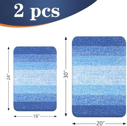 OLANLY Micorfiber Bathroom Rug Set 2 Piece, 30"x20"+24"x16"