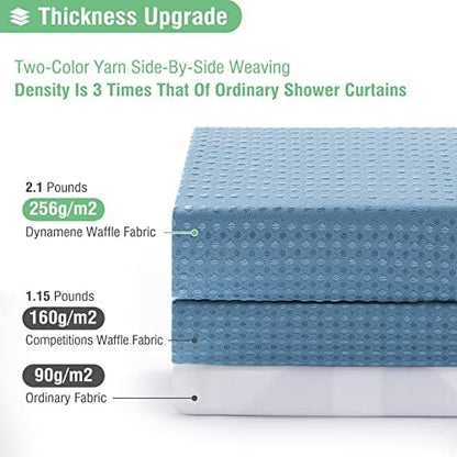Dynamene Stall Waffle Shower Curtain 256 GSM Heavy 54"x72" Moonlight Blue