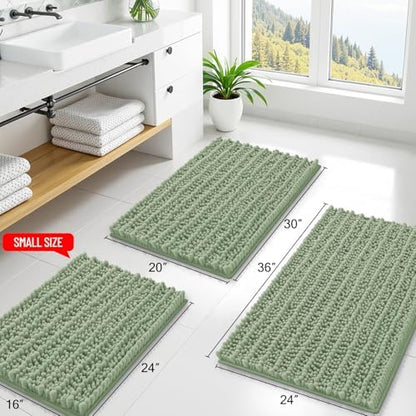 Smiry Bathroom Rugs 59X35, Extra Soft Rubber Backing Chenille Bath Mats