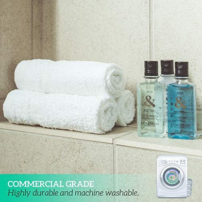 GREEN LIFESTYLE Washcloths 12" x 12" 50 Pack - 100% Cotton Wash Cloths, Bulk Washcloths, Face Towels Cotton, Soft Absorbent Bath Washcloths for Body, Face and Bathroom Use (White)