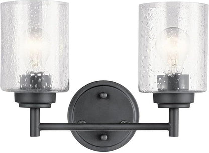 KICHLER 45885BK Winslow Vanity, 2-Light 150 Total Watts, Black, 12.75"